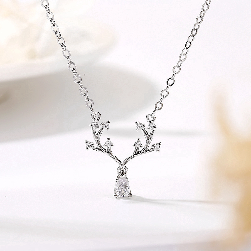Vòng cổ mặt hình sừng hươu đính đá Zircon thời trang tuyệt đẹp | BigBuy360 - bigbuy360.vn
