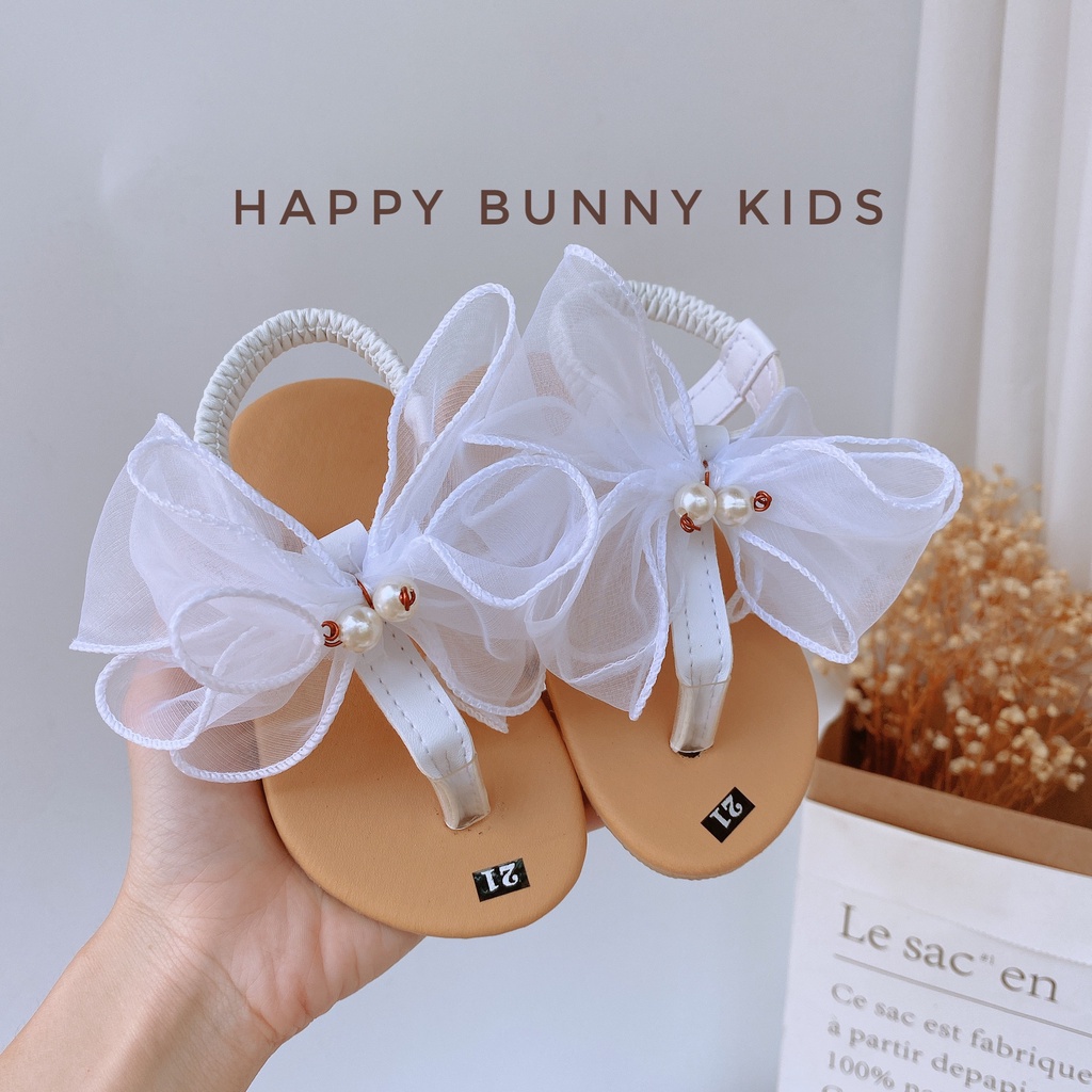 Sẵn Dép Sandal Xỏ Ngón/Quai Ngang Đính Kèm Nơ Ruy Băng Cho Bé Gái K125