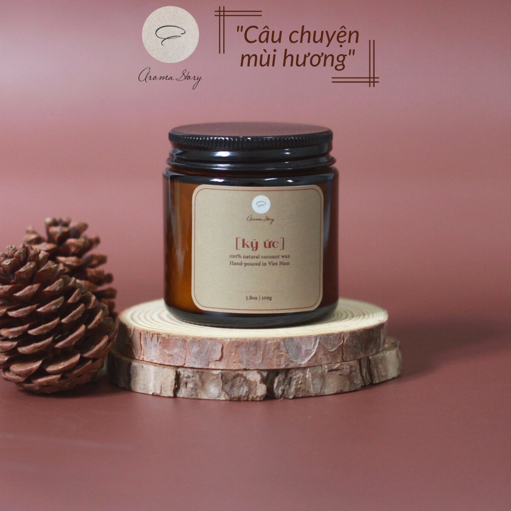 Nến Thơm Trang Trí, Cao Cấp, Tự Nhiên Aroma Story Hương Quả Lê Anh Và Hoa Lan Nam Phi &quot;Kí Ức&quot; Size 100g