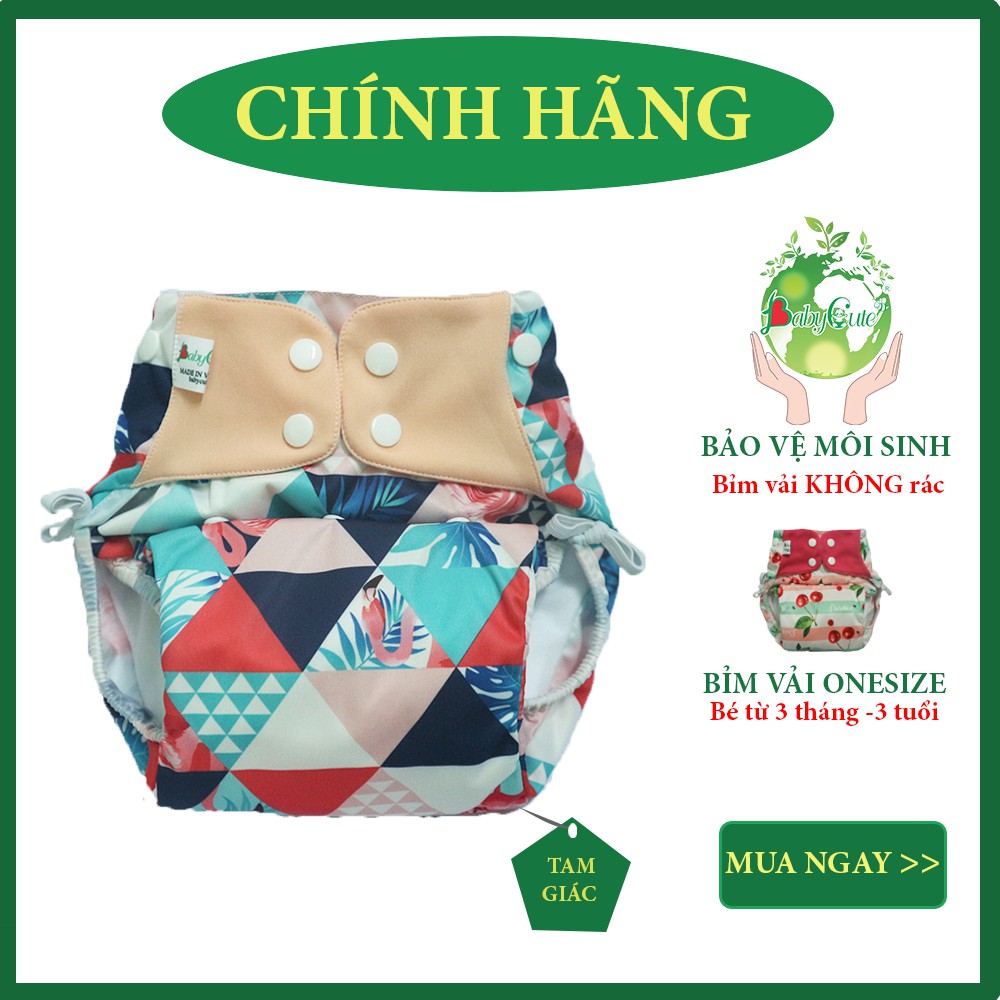 [ONE SIZE] Bỉm Tã vải BabyCute Siêu chống tràn (gồm 1 vỏ + 1 lót) size cho bé từ 5kg-25kg, mặc ngày và đêm