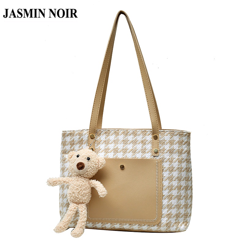 Túi xách đeo vai JASMIN NOIR hình vuông cỡ lớn làm từ vải canvas thiết kế đơn giản thời trang dễ thương cho nữ