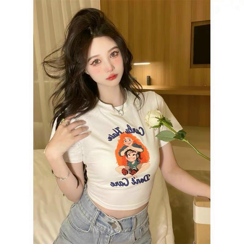 [VIDEO+FREESHIP ] ÁO CROPTOP KIỂU LỬNG NỮ CỔ TRÒN NGẮN TAY IN 2 CÔ BÉ MÀU TRẮNG MÀU ĐEN MỀM MỊN CO GIÃN CỰC CÁ TÍNH NITI