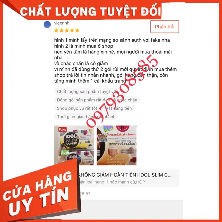 [THỔI BAY MỠ THỪA] IDOL SLIM COFFEE GIẢM CÂN THÁI LAN HỘP 10 GÓI CHUẨN MÃU CŨ GIẢM MẠNH