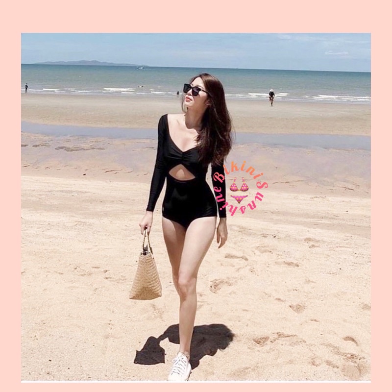 Bikini đồ bơi nữ một mảnh tay dài nhún ngực khoét lưng lôi cuốn BIKINI SUNSHINE MS-07
