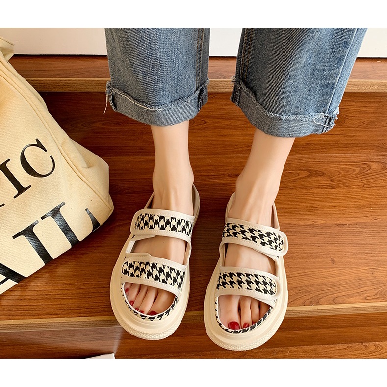 DÉP 2 QUAI NGANG BÁNH MỲ ĐỘN ĐẾ 3P CARO HOT TREND (SANDAL)