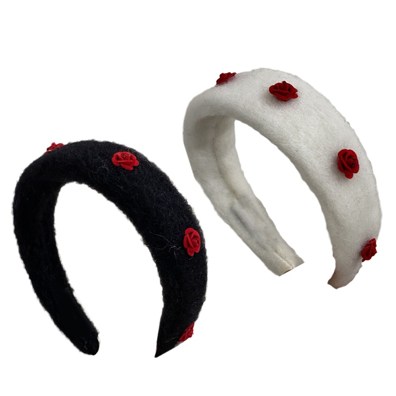 Flgo Băng Đô Cài Tóc Bằng Vải Lông Bền Màu Với Hoa Hồng Đỏ Trang Điểm Cho Nữ