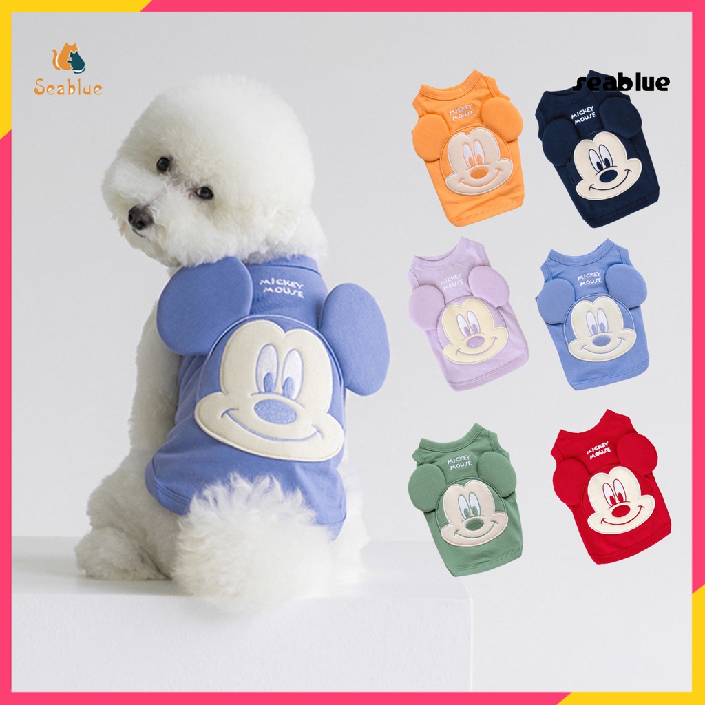 Áo Sát Nách Vải Mềm Mỏng Thoáng Khí In Hình Chuột Mickey Hoạt Hình Xuân Hè Cho Cún Cưng