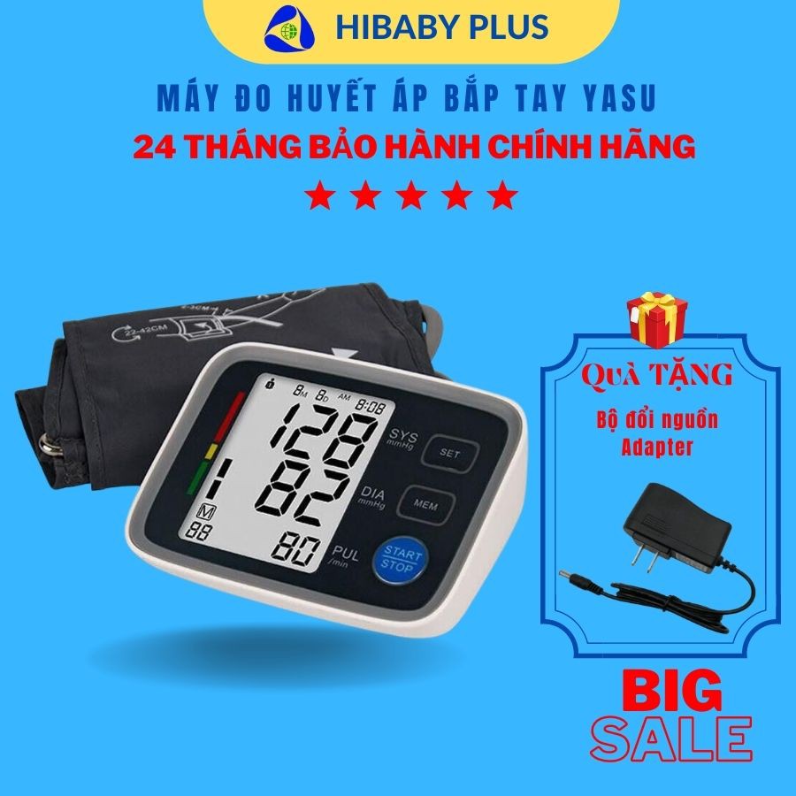 Máy đo huyết áp điện tử bắp tay Yasu Nhật - đo nhanh, chính xác, thể hiện nhịp tim cao thấp - BH 24 tháng