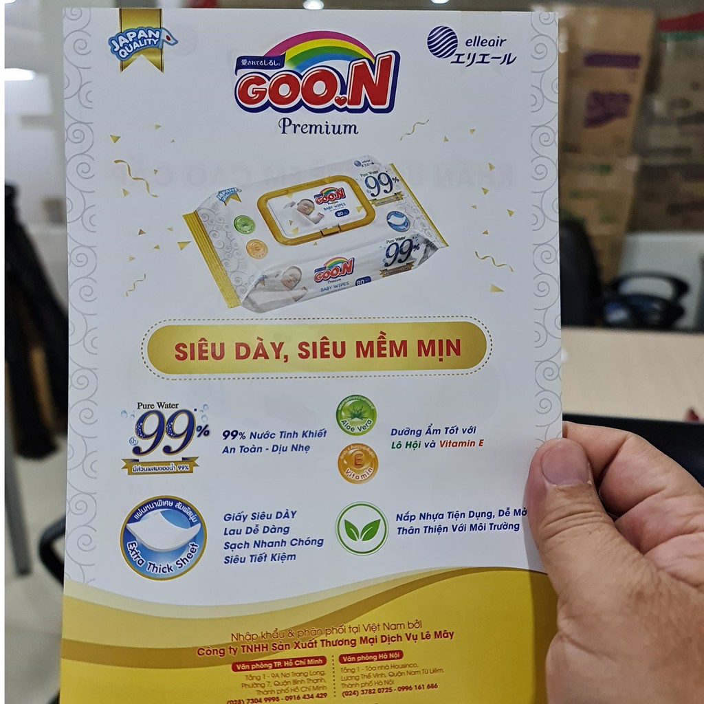 Khăn Ướt Goon Premium Không Mùi 80 Tờ Hàng Thái Lan (Có Nắp)