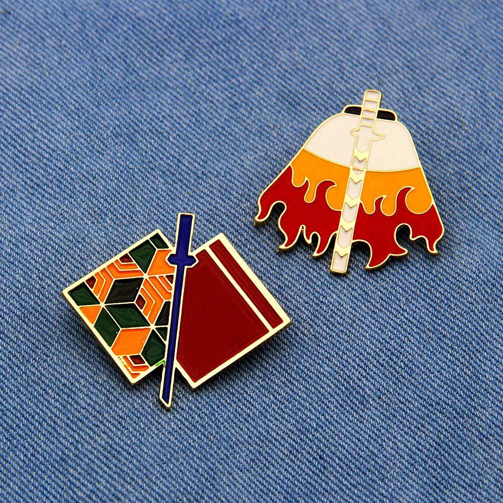 Ghim Cài Áo Bằng Kim Loại Họa Tiết Hoạt Hình Demon Slayer 15H