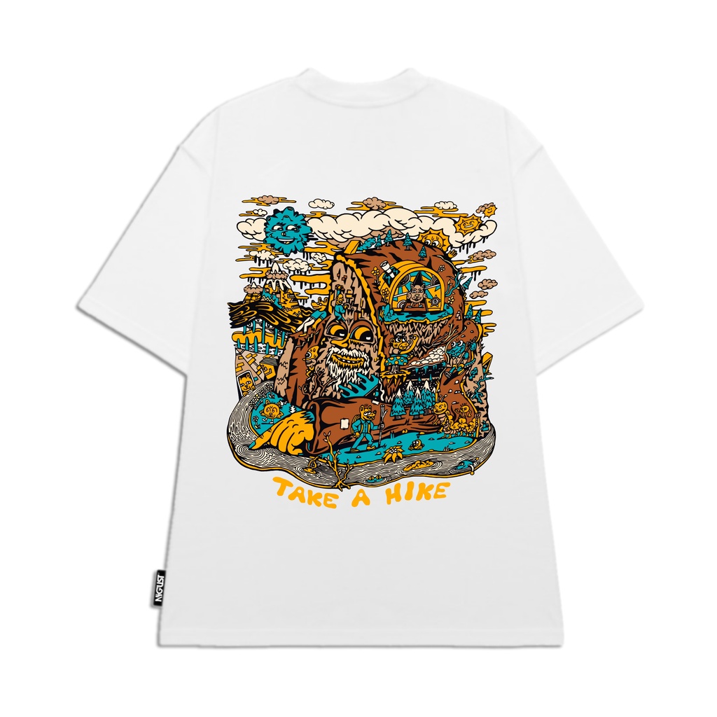 Áo Thun đen trắng tay lỡ NIGUST Take a Hike N206 vải cotton cao cấp 4C Fullbox