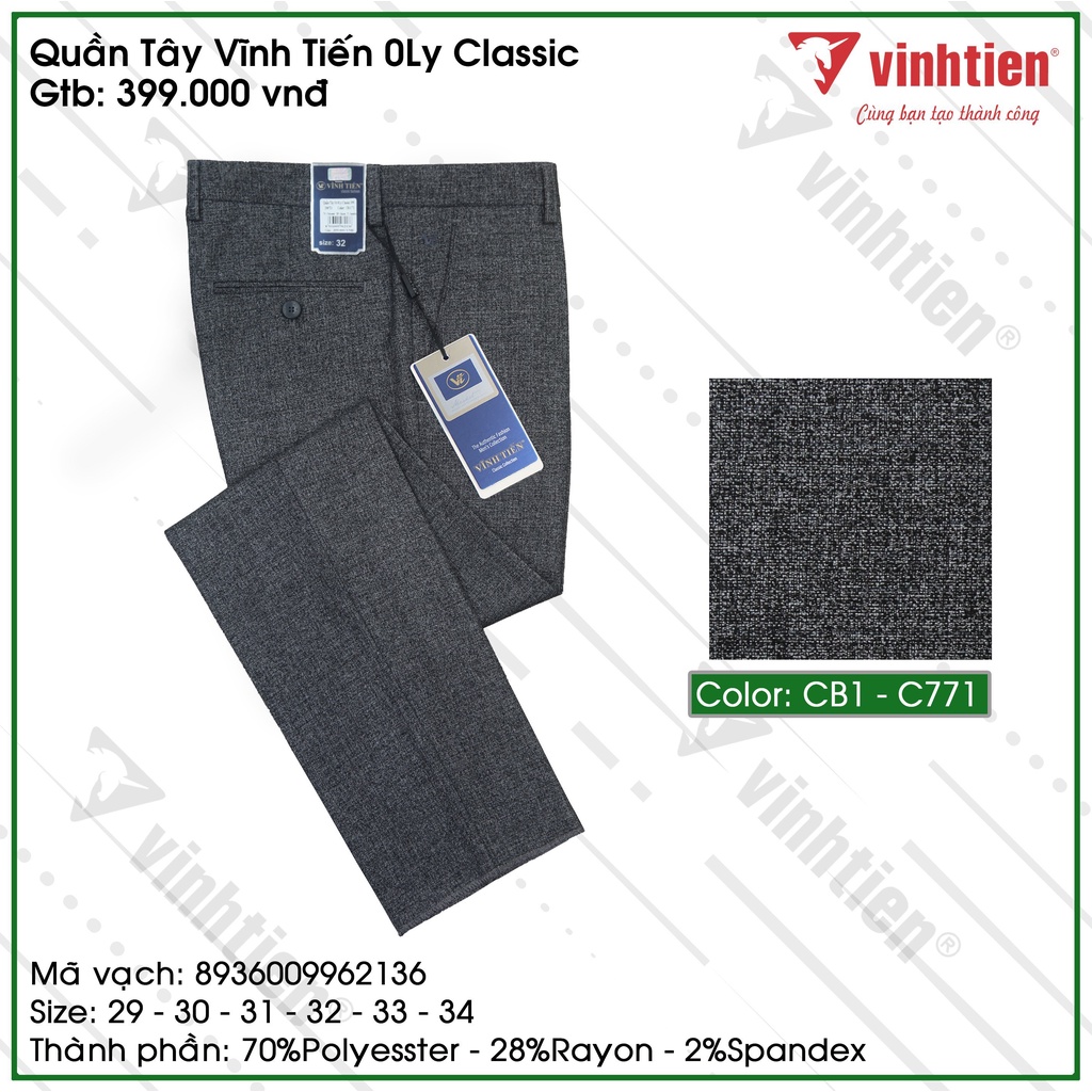 Quần Tây Công Sở Nam 0ly Classic Vĩnh Tiến 399