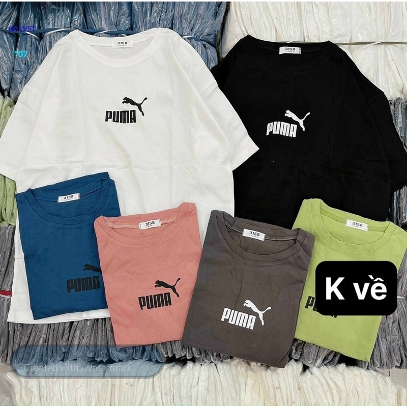 Áo cotton tay lỡ unisex _ áo cotton pu ma tay lỡ dáng rộng