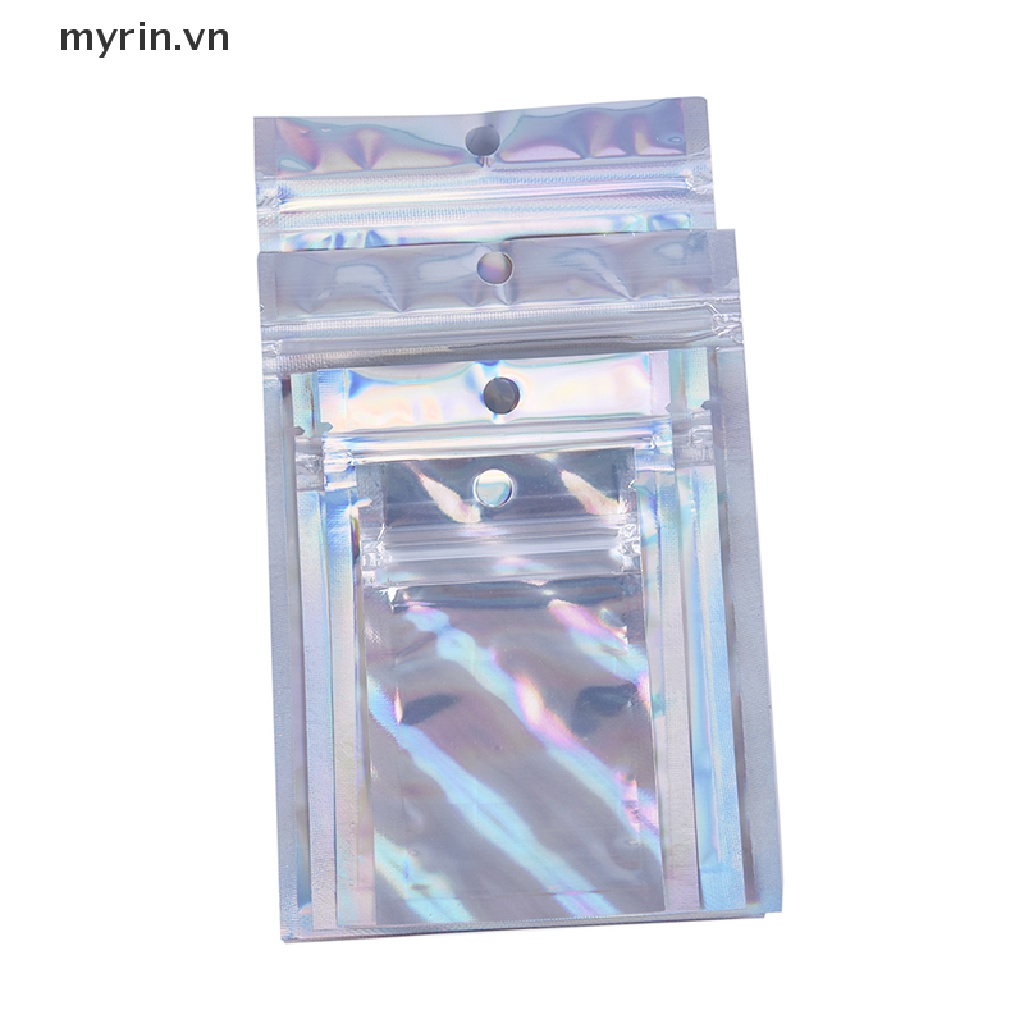 Set 10 Túi Zip Nhựa Màu Holographic Đựng Mỹ Phẩm Tiện Dụng