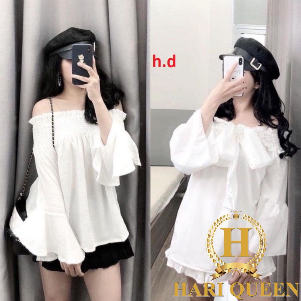 Áo trễ vai nơ măc đc 2 kiểu HDA0821