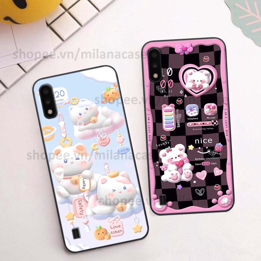 Ốp Samsung A01 / A02 hình đồng hồ icon gấu mèo cute cực dễ thương ngộ nghĩnh