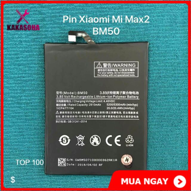 Pin Xiaomi Mimax 2 BM 50 xịn có bảo hành