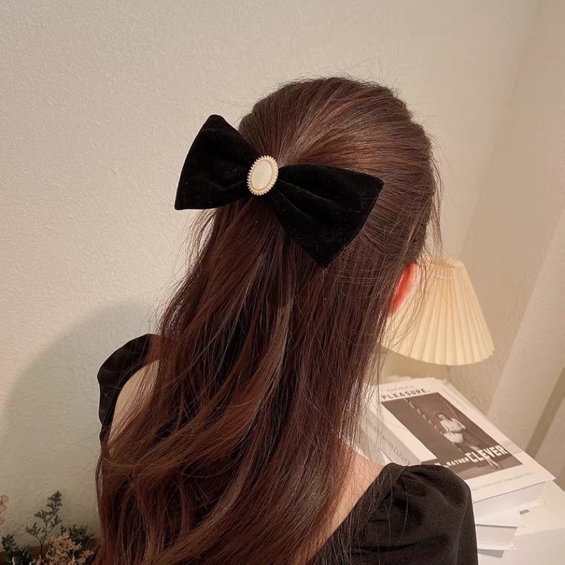 Kẹp tóc nữ nơ đen sang trọng TIMSTORE phụ kiện thời trang phong cách hàn quốc