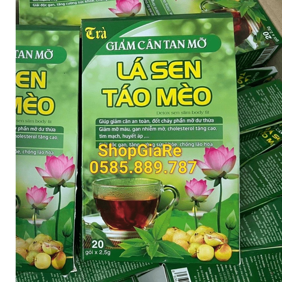 Trà giảm cân tan mỡ Lá Sen Táo Mèo giảm cân thanh lọc cơ thể