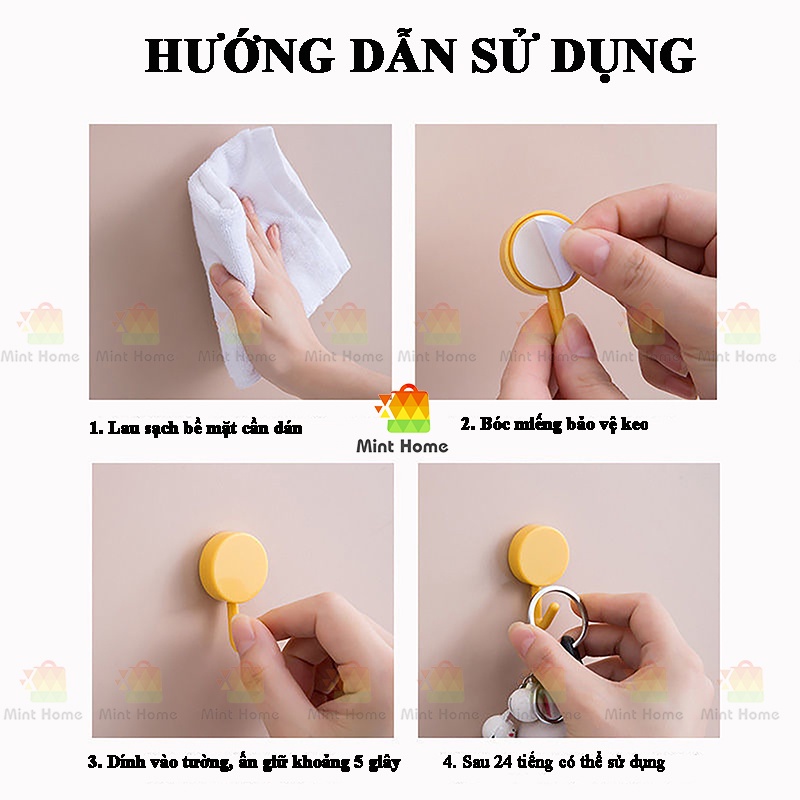 Móc dán tường nhựa tròn treo đồ đa năng tiện lợi móc gắn tường trang trí decor nhà cửa nhiều màu sắc