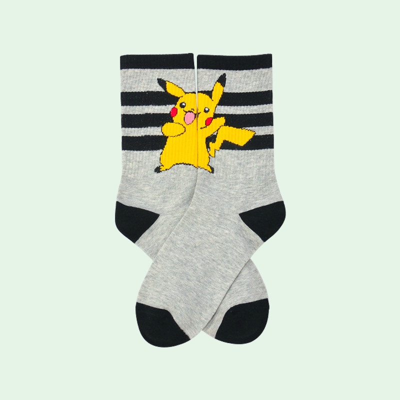 Vớ Cotton Cổ Cao Họa Tiết Pokemon Pikachu Dễ Thương Cho Nam Và Nữ