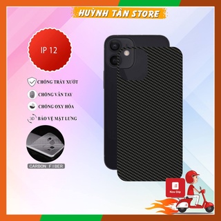 Miếng dán decal carbon mặt sau Iphone 12 chống trầy mặt lưng, chống bám vân tay