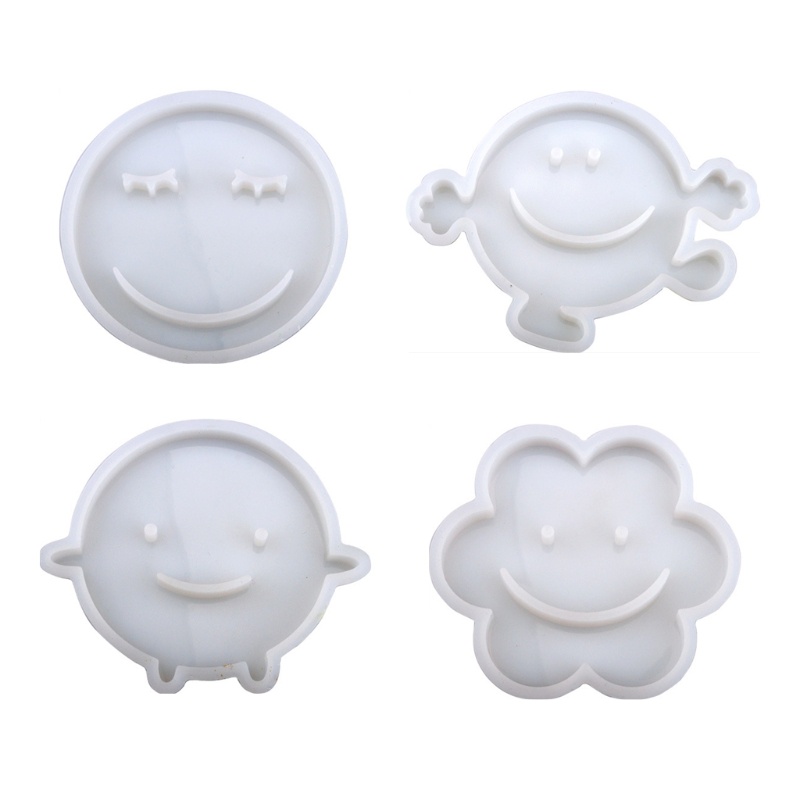 Khuôn Làm Trang Sức Epoxy Pha Lê Hình Tròn Họa Tiết Mặt Cười Sáng Tạo Diy