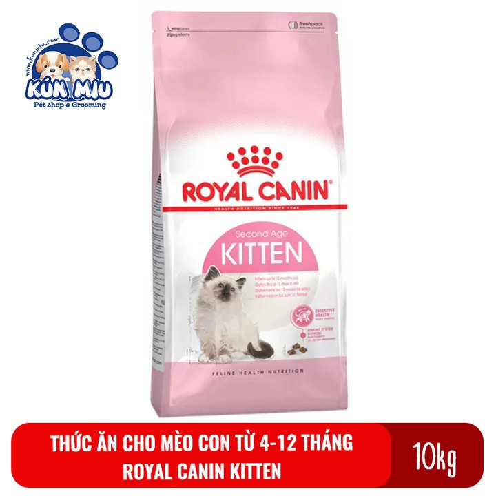 Thức ăn cho mèo con từ 4 đến 12 tháng tuổi Royal Canin Kitten bao 10kg (giao hàng siêu nhanh)