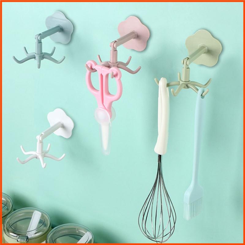 Khung Gắn Tường 360 Độ° Giá Đỡ Treo Khăn Tắm / Chìa Khóa 5 Móc Xoay Được Dành Cho Nhà Bếp Nhà Tắm