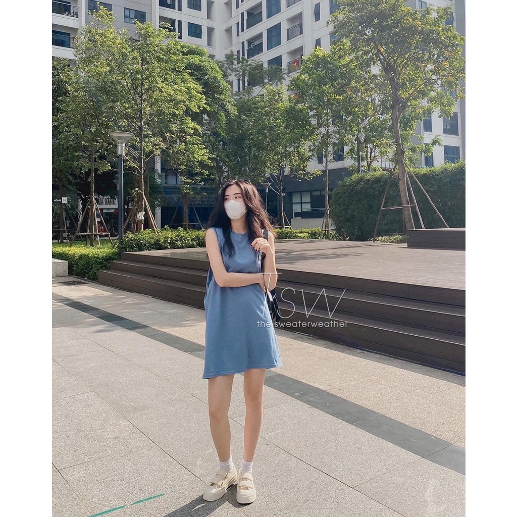 Váy Ba Lỗ Khủng Long Icon 3 màu  Đầm thun tanktop dáng suông sporty thể thao năng động cá tính Ulzzang