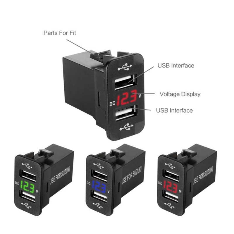 Tẩu sạc xe hơi hai cổng USB 12V 40×20mm có đèn LED dành cho Suzuki Toyota