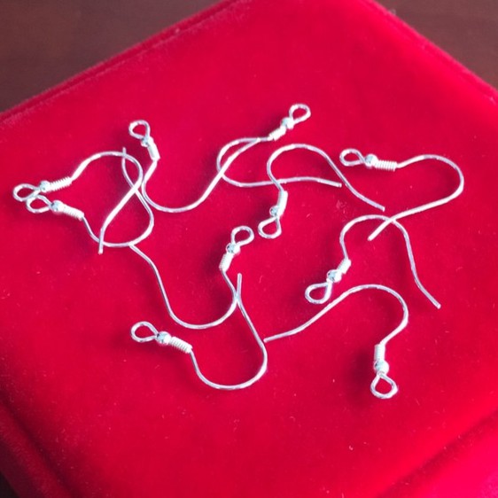 PKB09 Khoen Tai Bạc 925 20mm Gắn Hạt Bi Tròn