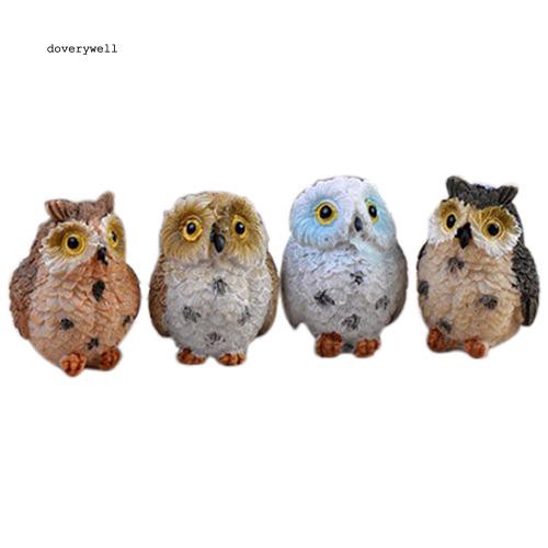 Bộ tượng cú mèo màu sắc chân thật sống động trang trí sân vườn nhà cửa DIY