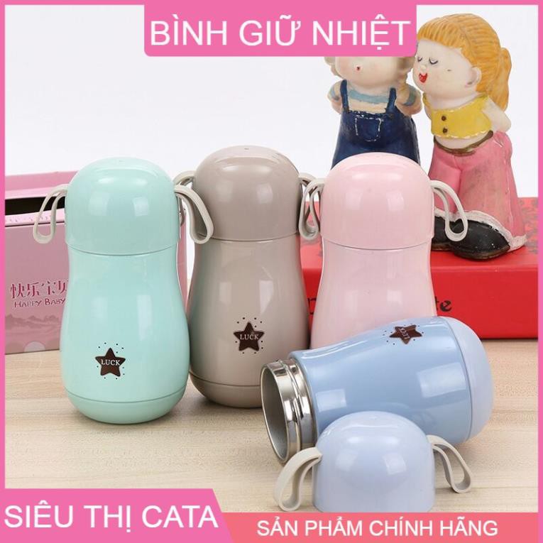 💥HOT💥Bình giữ nhiệt INOX 304 họa tiết NGÔI SAO MAY MẮN siêu CUTE - An toàn cho bé 200ML