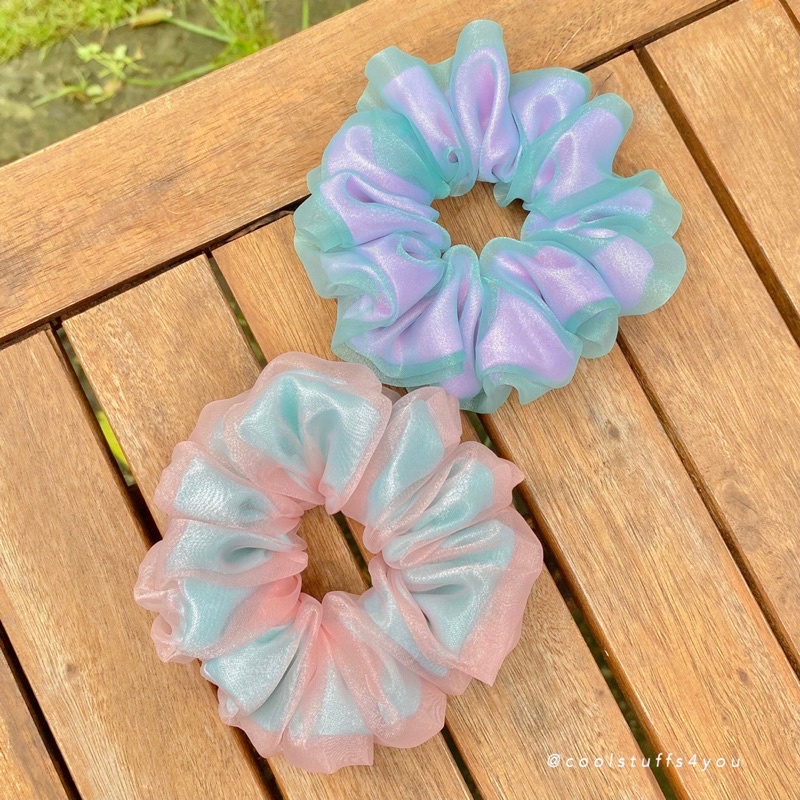 Đồ buộc tóc scrunchies 2 lớp phối màu mới