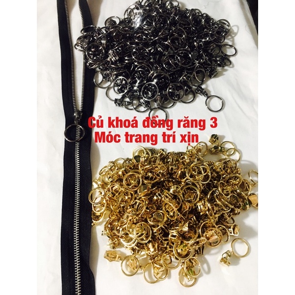 10 chiếc củ khoá đồng răng 3 móc trang trí siêu xịn