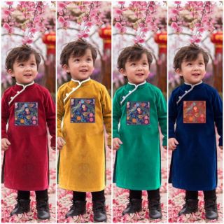 Áo dài nhung bé trai (còn đỏ và vàng)