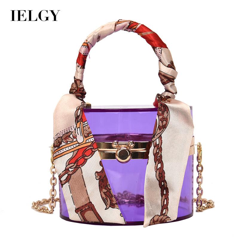 Túi đeo chéo IELGY bằng acrylic trong suốt phối khăn lụa thời trang cho nữ
