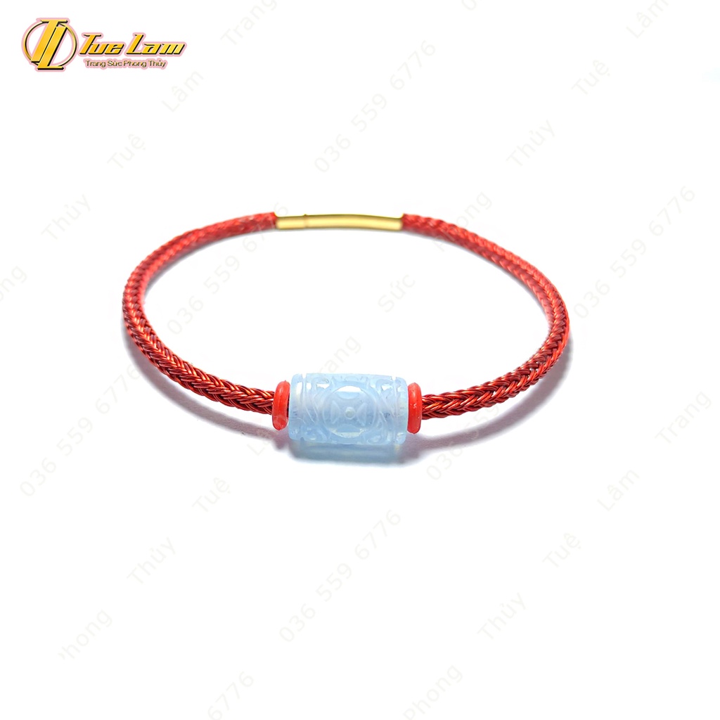 Vòng tay lu thống tài lộc hanh thông aqua màu xanh dương khắc họa tiết hợp mệnh thủy mộc - Tuệ Lâm