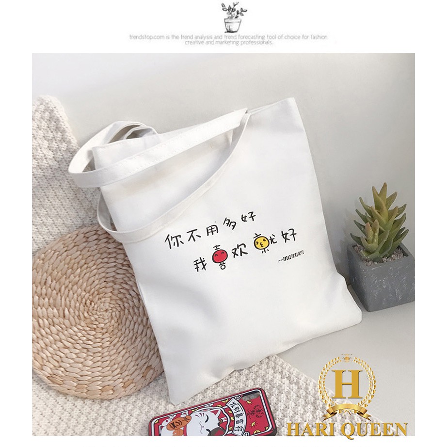 FREE SHIP ĐƠN TỪ 50K [Túi tote] Túi vải Tôi Thích Bạn chữ tàu HARI0720 1