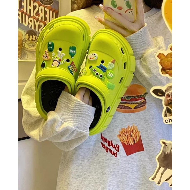 Dép bánh mì Cross, dép sục nữ duet hàn quốc đế 5cm siêu nhẹ kèm Sticker dễ thương hot trend 2022