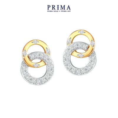 Bông tai  18K PRIMA GOLD - Bộ Sưu Tập Love Has No Limit - Vòng tròn lồng ghép Love - 105E1349