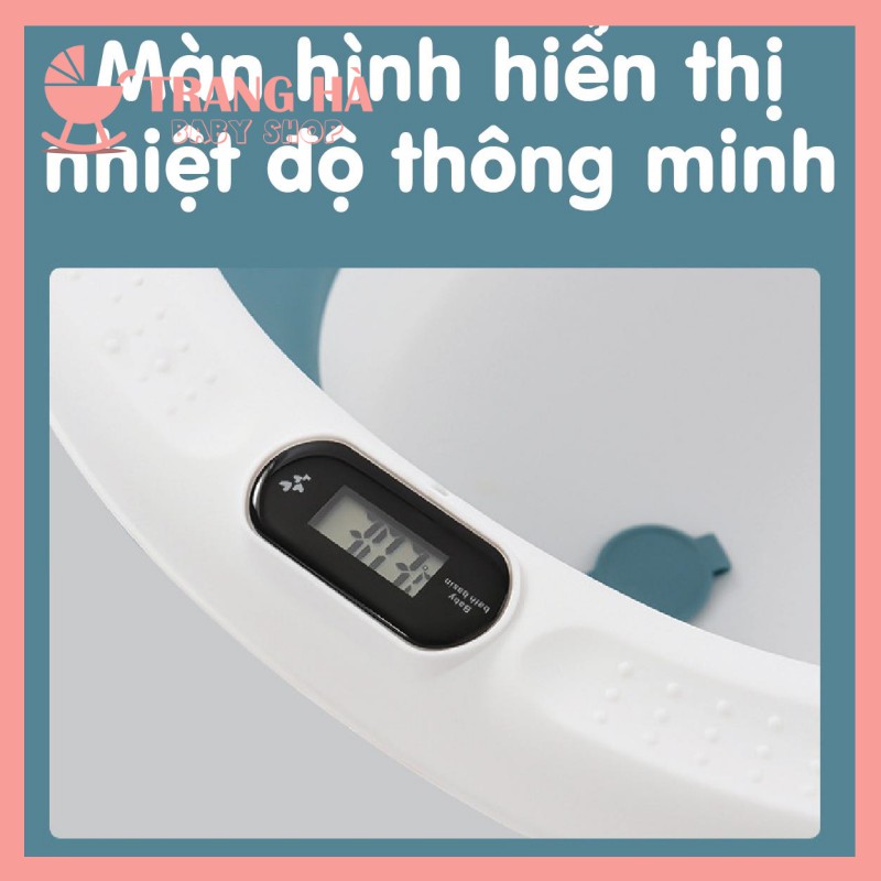 💦CÓ NHIỆT KẾ💦CHẬU TẮM GẤP GỌN TẶNG PHAO TẮM VÀ NHIỆT KẾ CHÍNH HÃNG HOLLA CAO CẤP CHO BÉ