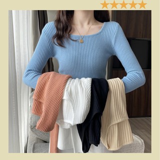 Áo Len Tăm Nữ Dài Tay Cổ Vuông hàng Quảng Châu