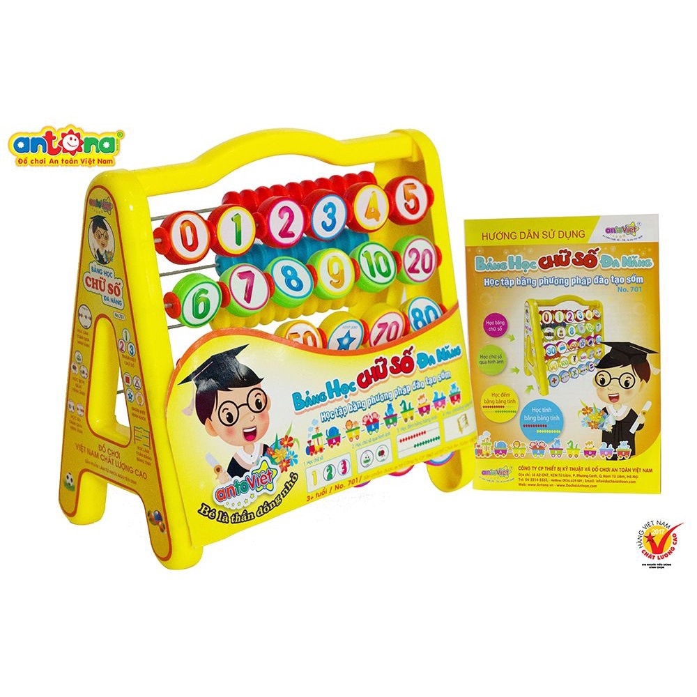 Bảng Học Chữ Số Đa Năng 701 Antona cho bé 2-4 tuổi