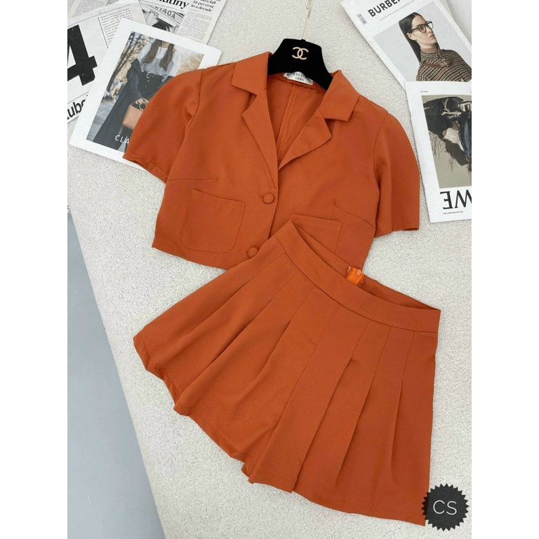 SET FORS ( ÁO ROOF TOP CỔ BLAZER &amp; SKIRT NGẮN ) PHÙ HỢP VỚI BẠN NỮ ĐI HỌC/ ĐI LÀM/ ĐI CHƠI, MẶC SIÊU XINH UP SHOP HHP