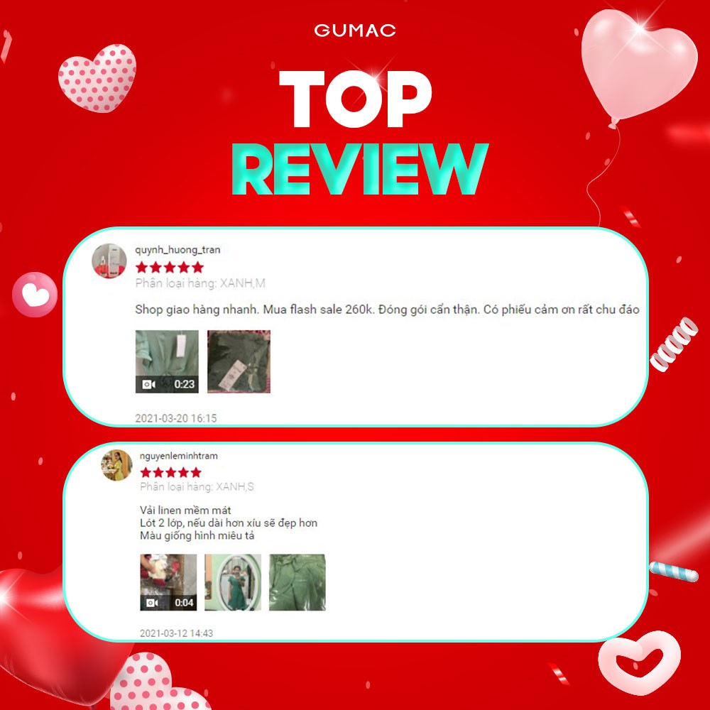 [Mã MABR07062 giảm 8% tối đa 50K đơn từ 249K] Đầm xòe nữ xếp eo phối hoa GUMAC màu xanh trơn, đủ size DB318 | BigBuy360 - bigbuy360.vn