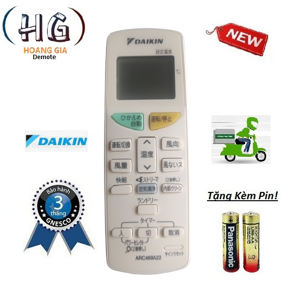 REMOTE ĐIỀU KHIỂN MÁY LẠNH DAIKIN ARC480A1. Hàng nội địa Nhật cao cấp. Tặng kèm pin!!