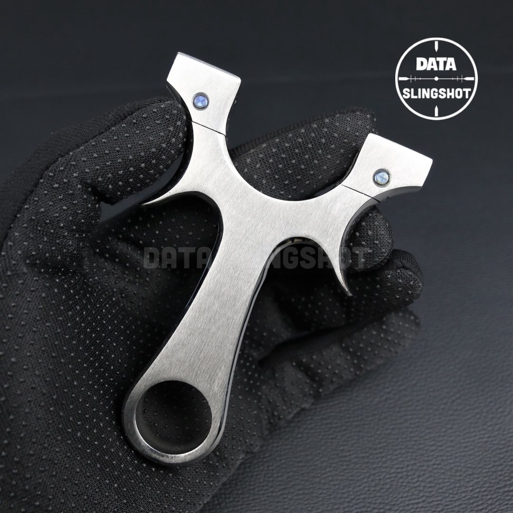 Ná Cao Su Inox CNC ONE HIT Chạc 7.5 Mài Bo Cạnh Hoàn Thiện gắn sẵn 2 ốc Titan - Chạc kẹp - DATA SlingShot
