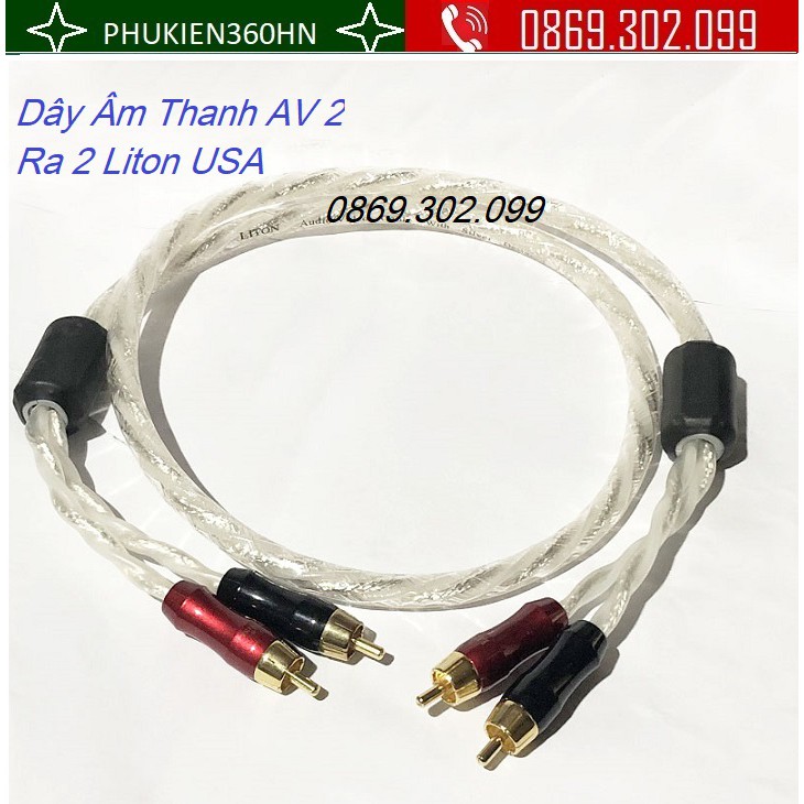 Dây Âm Thanh AV 2 Ra 2 Liton USA Chuẩn Chất Âm Lõi Đồng Pha Mạ Bạc Chống Nhiễu Cao Cấp